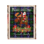 Personalized Gift Plaid Tartan Blanket Clan Russell With Moose Lover Xmas Gift Santa Riding Christmas Fleece Blanket