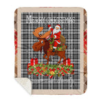 Personalized Gift Plaid Tartan Blanket Clan Drummond Grey With Moose Lover Xmas Gift Santa Riding Buffalo Plaid Christmas Sherpa Blanket