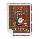 Personalized Gift Tartan Plaid Blanket Clan MacKintosh Weathered With Funny Santa Snowman Reindeer Merry Christmas Gift Sherpa Blanket, blue plaid sherpa blanket,blue tartan sherpa blanket,Buchan,buffalo plaid sherpa blanket,christmas sherpa blanket,Christmas Throw Blanket