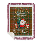 Personalized Gift Tartan Plaid Blanket Clan Scott Brown Modern With Funny Santa Snowman Reindeer Merry Christmas Gift Sherpa Blanket, blue plaid sherpa blanket,blue tartan sherpa blanket,Buchan,buffalo plaid sherpa blanket,christmas sherpa blanket,Christmas Throw Blanket