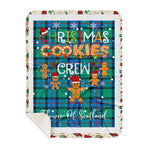 Personalized Gift Tartan Plaid Blanket Clan Flower Of Scotland With Christmas Cookie Baking Crew Christmas Gift Sherpa Blanket, tartan sherpa blanket,buffalo plaid sherpa blanket,christmas sherpa blanket,Christmas Throw Blanket,green plaid sherpa blanket,green sherpa blanket