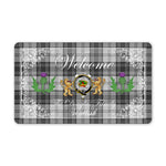 Doormat - Welcome Mat Scottish Clan Douglas Grey Modern Tartan Door Mat, Plaid Doormat With Thistle and Two Lion Scottish