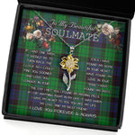 To My Beautiful Soulmate Sunflower Necklace In Your Eyes I Have Found My Home Clan Stewart Modern Tartan Jewelry For Girlfriend, Tartan Sunflower Pendant Necklace, Scottish Tartan Jewelry, valentine necklace, necklace girlfriend, necklace for wife, cute necklaces for girlfriend, jewelry for girlfriend, to my soulmate necklace, to my future wife necklace