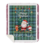 Personalized Gift Tartan Plaid Blanket Clan Melville Hunting With Funny Santa Snowman Reindeer Merry Christmas Gift Sherpa Blanket, blue plaid sherpa blanket,blue tartan sherpa blanket,Buchan,buffalo plaid sherpa blanket,christmas sherpa blanket,Christmas Throw Blanket