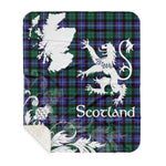 Sherpa Blanket - Tartan Blanket Thistle and Lion Scottish Clan Mitchell Plaid Blanket, plaid sherpa blanket queen,purple sherpa blanket,queen sherpa blanket,queen size sherpa blanket,red sherpa blanket,scottish tartan blankets,sherpa blanket,sherpa christmas blanket