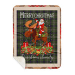 Personalized Gift Plaid Tartan Blanket Clan Davidson Tulloch Dress With Moose Lover Xmas Gift Santa Riding Buffalo Plaid Christmas Sherpa Blanket