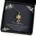 To My Mom Necklace - Mother's Day Gift For Mom From Son, Thank You Mom Sunflower Pendant Necklace