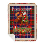 Personalized Gift Plaid Tartan Blanket Clan Pennycook With Moose Lover Xmas Gift Santa Riding Buffalo Plaid Christmas Sherpa Blanket