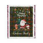 Personalized Gift Tartan Plaid Blanket Clan Brisbane With Funny Santa Snowman Reindeer Merry Christmas Fleece Blanket, Home Living Room, Plaid Blanket, Tartan Blanket, Scottish Blanket, Buffalo fleece blanket, Christmas Blanket