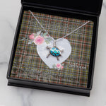 Sea Turtle Necklace Gift for My Beautiful Girlfriend Valentines Necklace Clan Scott Weathered Tartan Blue Turtle Necklace