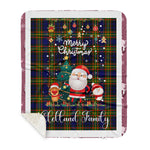 Personalized Gift Tartan Plaid Blanket Clan Clelland With Funny Santa Snowman Reindeer Merry Christmas Gift Sherpa Blanket, blue plaid sherpa blanket,blue tartan sherpa blanket,Buchan,buffalo plaid sherpa blanket,christmas sherpa blanket,Christmas Throw Blanket