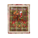 Personalized Gift Plaid Tartan Blanket Clan MacMillan Old Weathered With Moose Lover Xmas Gift Santa Riding Christmas Fleece Blanket