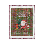 Personalized Gift Tartan Plaid Blanket Clan Hunter 1819 With Funny Santa Snowman Reindeer Merry Christmas Fleece Blanket, Christmas Blanket, Plaid Blanket, Tartan Blanket,Scottish Blanket