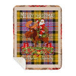Personalized Gift Plaid Tartan Blanket Clan Culloden Ancient With Moose Lover Xmas Gift Santa Riding Buffalo Plaid Christmas Sherpa Blanket