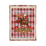 Personalized Gift Plaid Tartan Blanket Clan Renton With Moose Lover Xmas Gift Santa Riding Christmas Fleece Blanket