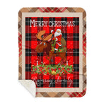 Personalized Gift Plaid Tartan Blanket Clan Ramsay Modern With Moose Lover Xmas Gift Santa Riding Buffalo Plaid Christmas Sherpa Blanket