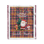 Personalized Gift Tartan Plaid Blanket Clan Jacobite With Funny Santa Snowman Reindeer Merry Christmas Fleece Blanket, Home Living Room, Plaid Blanket, Tartan Blanket, Scottish Blanket, Buffalo fleece blanket, Christmas Blanket