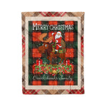 Personalized Gift Plaid Tartan Blanket Clan Cruickshanks With Moose Lover Xmas Gift Santa Riding Christmas Fleece Blanket