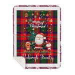 Personalized Gift Tartan Plaid Blanket Clan Roxburgh With Funny Santa Snowman Reindeer Merry Christmas Gift Sherpa Blanket, blue plaid sherpa blanket,blue tartan sherpa blanket,Buchan,buffalo plaid sherpa blanket,christmas sherpa blanket,Christmas Throw Blanket