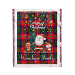 Personalized Gift Tartan Plaid Blanket Clan Wauchope With Funny Santa Snowman Reindeer Merry Christmas Fleece Blanket, Home Living Room, Plaid Blanket, Tartan Blanket, Scottish Blanket, Buffalo fleece blanket, Christmas Blanket