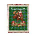 Personalized Gift Plaid Tartan Blanket Clan Henderson With Moose Lover Xmas Gift Santa Riding Christmas Fleece Blanket