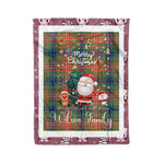 Personalized Gift Tartan Plaid Blanket Clan Wilson With Funny Santa Snowman Reindeer Merry Christmas Fleece Blanket, Home Living Room, Plaid Blanket, Tartan Blanket, Scottish Blanket, Buffalo fleece blanket, Christmas Blanket