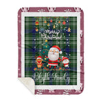 Personalized Gift Tartan Plaid Blanket Clan Blyth Tweeside With Funny Santa Snowman Reindeer Merry Christmas Gift Sherpa Blanket, blue plaid sherpa blanket,blue tartan sherpa blanket,Buchan,buffalo plaid sherpa blanket,christmas sherpa blanket,Christmas Throw Blanket