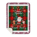 Personalized Gift Tartan Plaid Blanket Clan Stewart Atholl Modern With Funny Santa Snowman Reindeer Merry Christmas Gift Sherpa Blanket, blue plaid sherpa blanket,blue tartan sherpa blanket,Buchan,buffalo plaid sherpa blanket,christmas sherpa blanket,Christmas Throw Blanket