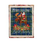 Personalized Gift Plaid Tartan Blanket Clan Baird Ancient With Moose Lover Xmas Gift Santa Riding Christmas Fleece Blanket