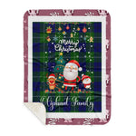 Personalized Gift Tartan Plaid Blanket Clan Oliphant With Funny Santa Snowman Reindeer Merry Christmas Gift Sherpa Blanket, blue plaid sherpa blanket,blue tartan sherpa blanket,Buchan,buffalo plaid sherpa blanket,christmas sherpa blanket,Christmas Throw Blanket