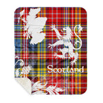 Sherpa Blanket - Tartan Blanket Thistle and Lion Scottish Clan Ogilvie Of Airlie Ancient Plaid Blanket, plaid sherpa blanket queen,purple sherpa blanket,queen sherpa blanket,queen size sherpa blanket,red sherpa blanket,scottish tartan blankets,sherpa blanket,sherpa christmas blanket