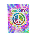 Scotstee Shop - Scotstee Shop Blanket Groovy Tie Dye Peace Sign 60s Retro Colorful Tie Dye Rainbow Hippie Fleece Blanket