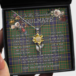 To My Beautiful Soulmate Sunflower Necklace In Your Eyes I Have Found My Home Clan MacMillan Hunting Modern Tartan Jewelry For Girlfriend
