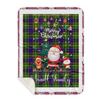 Personalized Gift Tartan Plaid Blanket Clan Arnott With Funny Santa Snowman Reindeer Merry Christmas Gift Sherpa Blanket, blue plaid sherpa blanket,blue tartan sherpa blanket,Buchan,buffalo plaid sherpa blanket,christmas sherpa blanket,Christmas Throw Blanket