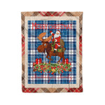 Personalized Gift Plaid Tartan Blanket Clan Strathclyde District With Moose Lover Xmas Gift Santa Riding Christmas Fleece Blanket
