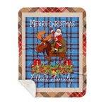 Personalized Gift Plaid Tartan Blanket Clan Elliot Ancient With Moose Lover Xmas Gift Santa Riding Buffalo Plaid Christmas Sherpa Blanket