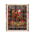Personalized Gift Plaid Tartan Blanket Clan Fulton With Moose Lover Xmas Gift Santa Riding Christmas Fleece Blanket