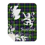 Sherpa Blanket - Tartan Blanket Thistle and Lion Scottish Clan Farquharson Modern Plaid Blanket, plaid sherpa blanket queen,purple sherpa blanket,queen sherpa blanket,queen size sherpa blanket,red sherpa blanket,scottish tartan blankets,sherpa blanket,sherpa christmas blanket