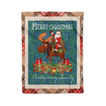 Personalized Gift Plaid Tartan Blanket Clan Montgomery Ancient With Moose Lover Xmas Gift Santa Riding Christmas Fleece Blanket