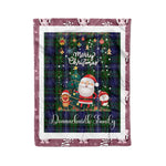 Personalized Gift Tartan Plaid Blanket Clan Donnachaidh Robertson Green With Funny Santa Snowman Reindeer Merry Christmas Fleece Blanket, Home Living Room, Plaid Blanket, Tartan Blanket, Scottish Blanket, Buffalo fleece blanket, Christmas Blanket