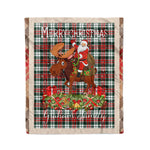 Personalized Gift Plaid Tartan Blanket Clan Graham With Moose Lover Xmas Gift Santa Riding Christmas Fleece Blanket