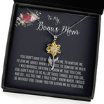 To My Bonus Mom Necklace, Thank You For Everything Mother's Day Gift For Mom Sunflower Pendant Necklace