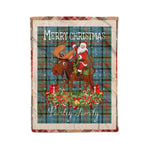 Personalized Gift Plaid Tartan Blanket Clan Paisley With Moose Lover Xmas Gift Santa Riding Christmas Fleece Blanket