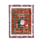 Personalized Gift Tartan Plaid Blanket Clan Morrison Red Ancient With Funny Santa Snowman Reindeer Merry Christmas Fleece Blanket, Home Living Room, Plaid Blanket, Tartan Blanket, Scottish Blanket, Buffalo fleece blanket, Christmas Blanket