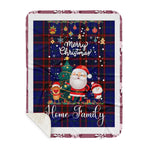 Personalized Gift Tartan Plaid Blanket Clan Home Modern With Funny Santa Snowman Reindeer Merry Christmas Gift Sherpa Blanket, blue plaid sherpa blanket,blue tartan sherpa blanket,Buchan,buffalo plaid sherpa blanket,christmas sherpa blanket,Christmas Throw Blanket