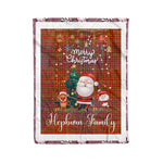 Personalized Gift Tartan Plaid Blanket Clan Hepburn Modern With Funny Santa Snowman Reindeer Merry Christmas Fleece Blanket, Christmas Blanket, Plaid Blanket, Tartan Blanket,Scottish Blanket
