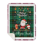 Personalized Gift Tartan Plaid Blanket Clan MacAlpine With Funny Santa Snowman Reindeer Merry Christmas Gift Sherpa Blanket, blue plaid sherpa blanket,blue tartan sherpa blanket,Buchan,buffalo plaid sherpa blanket,christmas sherpa blanket,Christmas Throw Blanket
