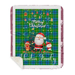 Personalized Gift Tartan Plaid Blanket Clan Johnston With Funny Santa Snowman Reindeer Merry Christmas Gift Sherpa Blanket, blue plaid sherpa blanket,blue tartan sherpa blanket,Buchan,buffalo plaid sherpa blanket,christmas sherpa blanket,Christmas Throw Blanket