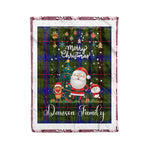 Personalized Gift Tartan Plaid Blanket Clan Dawson With Funny Santa Snowman Reindeer Merry Christmas Fleece Blanket, Home Living Room, Plaid Blanket, Tartan Blanket, Scottish Blanket, Buffalo fleece blanket, Christmas Blanket