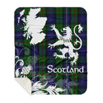 Sherpa Blanket - Tartan Blanket Thistle and Lion Scottish Clan Donnachaidh Robertson Green Plaid Blanket, plaid sherpa blanket queen,purple sherpa blanket,queen sherpa blanket,queen size sherpa blanket,red sherpa blanket,scottish tartan blankets,sherpa blanket,sherpa christmas blanket